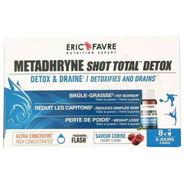Eric Favre Metadhryne 8 Shots Total Detox - Saveur Cerise - Brule-graisse, réduit les capitons, favorise la perte de poids