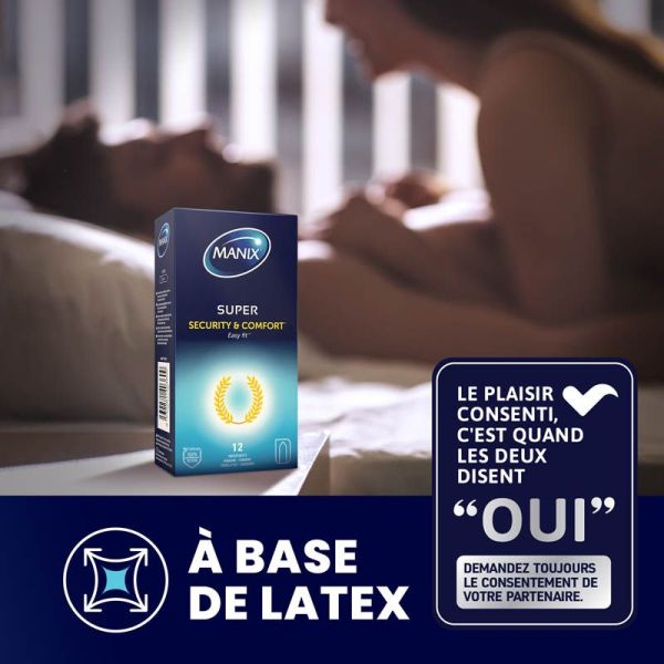 Manix Super - Lisses, Droits et Lubrifiés - 12 Préservatifs