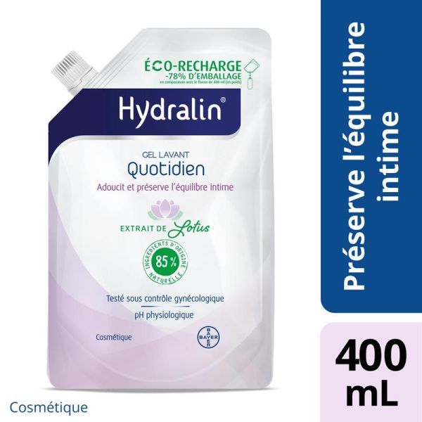 Hydralin Quotidien Gel Lavant - 400 ml - Hygiène Intime Douceur et Respect de l’Environnement