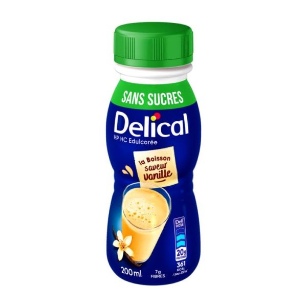 Delical Boisson HP HC Sans Sucres Soutien Nutritionnel Hyperprotéiné Saveur Vanille - 4 x 200ml