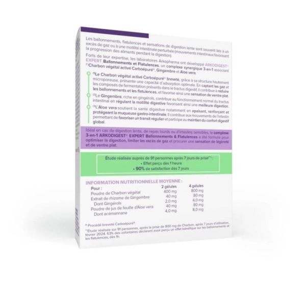 Arkopharma Arkodigest Expert Ballonnements et Flatulences 30 gélules - Aide à réduire les ballonnements