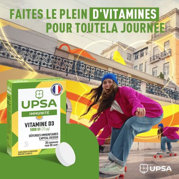 UPSA Immunité Vitamine D3 1000 UI 30 Comprimés – Ossature et défenses naturelles