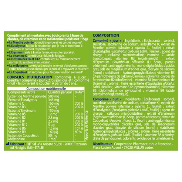 Clariver Nez / Gorge Jour & Nuit - 15 Comprimés à Sucer - Confort respiratoire 24h