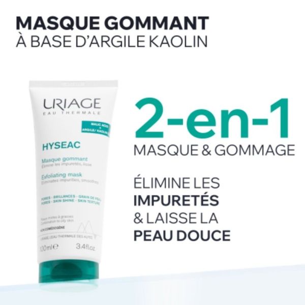 Uriage Hyséac Masque Gommant 100 ml - Double action masque et gommage pour peau nette