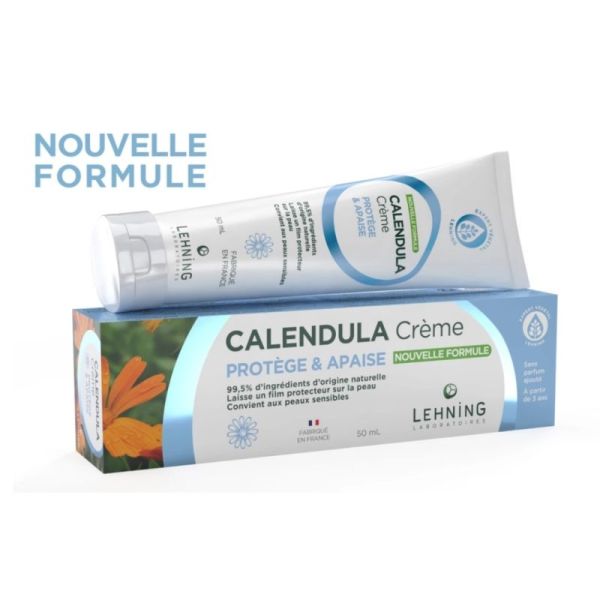 Lehning Crème Calendula Naturel Bio - 50g - Apaisement et cicatrisation des irritations