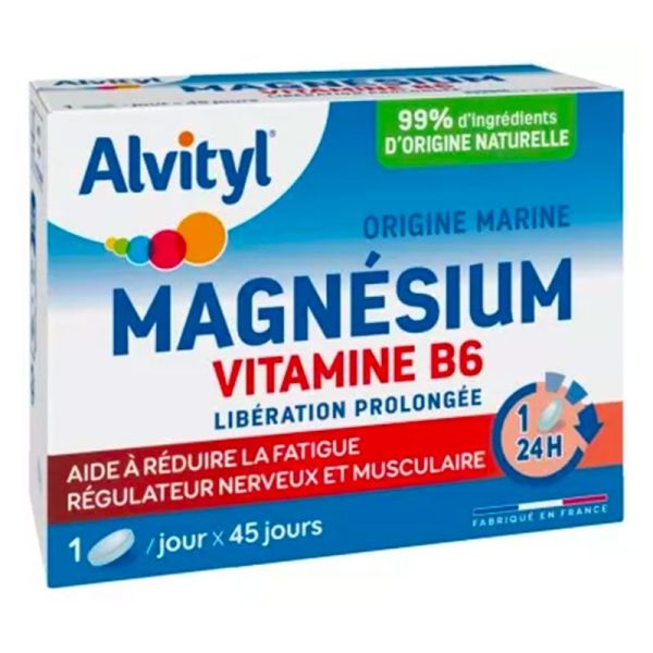 Alvityl Magnésium Vitamine B6 - Réduit la Fatigue et Régule le Système Nerveux - 45 Comprimés