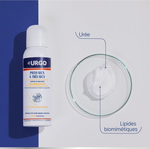 URGO Filmomousse Crème Mousse Nourrissante Pieds Secs - 125ml