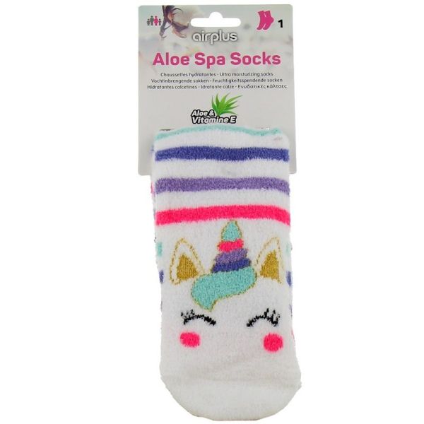 AirPlus Aloe Spa Socks Chaussettes Hydratantes Blanc Motif Licorne - 39-42