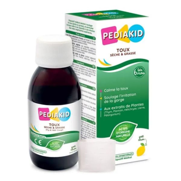 Pédiakid Sirop Toux Sèche & Grasse 125 ml – Calmer la toux et soulager la gorge