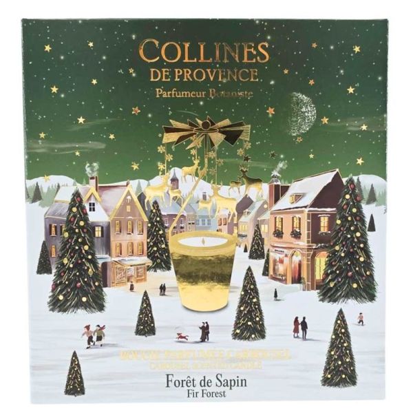Collines de Provence Carrousel Bougie Parfumée de Noël Forêt de Sapin 360g - Ambiance féérique et fragrance boisée aux notes de sapin