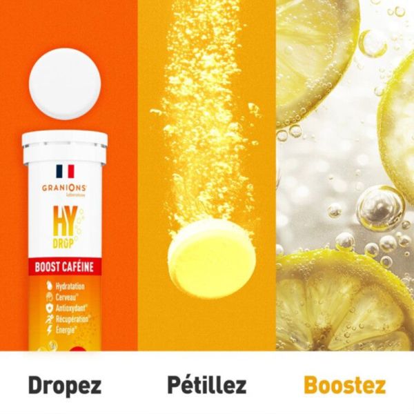 Granions Hydrop Boost Caféine Citron 20 Comprimés Effervescents – Hydratation et énergie