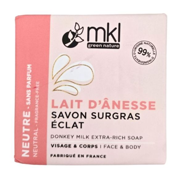 MKL Green Nature Lait d'Ânesse Savon Surgras Éclat Sans Parfum 100 g - Nettoyage en douceur des peaux sensibles