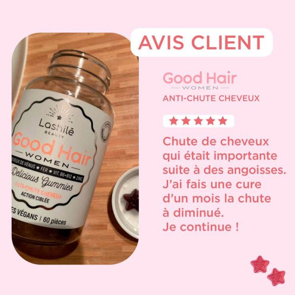 Lashilé Beauty Good Hair Women Anti-Chute - Prévient la Chute des Cheveux - 60 Gummies