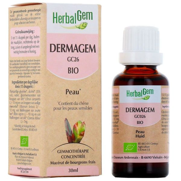 Herbalgem Dermagem Peau Bio - Bienfaits sur les Peaux Sensibles - 30ml