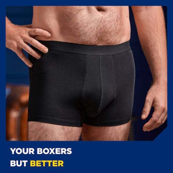 TENA Men Protective Boxer - Taille M - 1 Boxer Lavable Noir - Fuites Urinaires Légères
