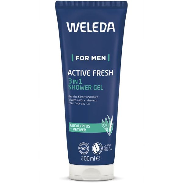 Weleda Homme Gel Douche Active Fresh 3en1 200ml – Tonifiant et fraîcheur