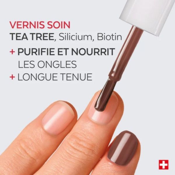 Poderm Vernis Color Care Tea Tree Taupe 8 ml - Vernis soin élégant longue tenue