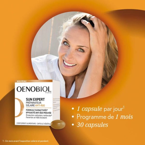 Oenobiol Sun Expert Préparateur Solaire Anti-âge - 30 Capsules -  Préparation de la peau au soleil