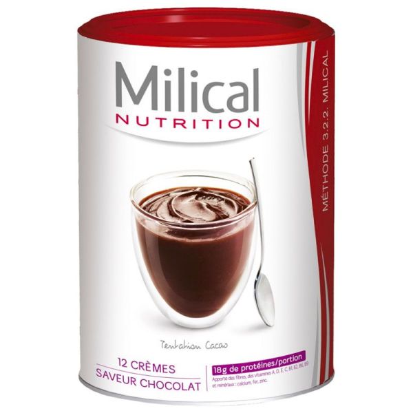 Milical Crème Minceur Hyperprotéinée - Saveur : Tentation Cacao - Collation Hypocalorique - 540 g