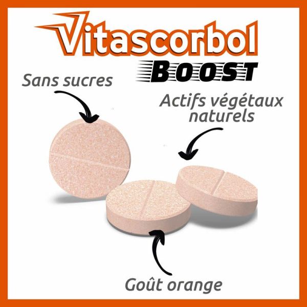 Vitascorbol Boost Booster - 20 Comprimés Effervescents - Énergie Physique et Mentale Immédiate