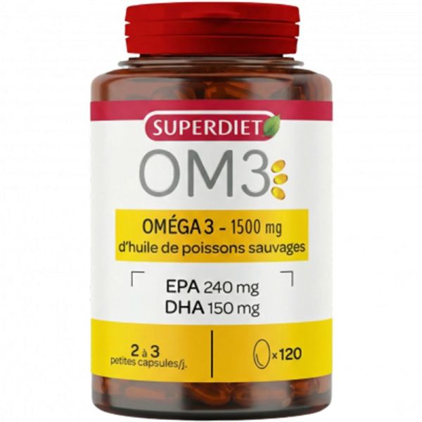 Superdiet OM3 Huile de Poissons Sauvages 120 Capsules – Cure d'entretien