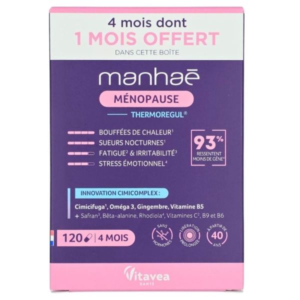 Manhaé Ménopause Thermoregul 120 comprimés soit 4 mois