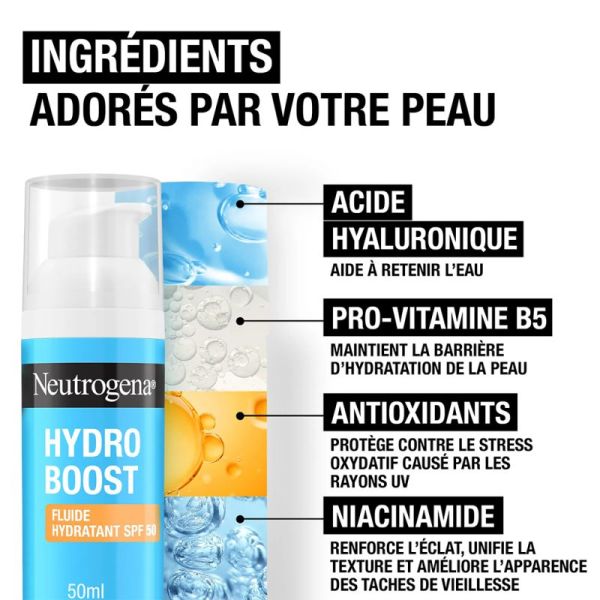 Neutrogena Hydro Boost Fluide Hydratant SPF50 Sans Parfum 50ml – Protection et éclat