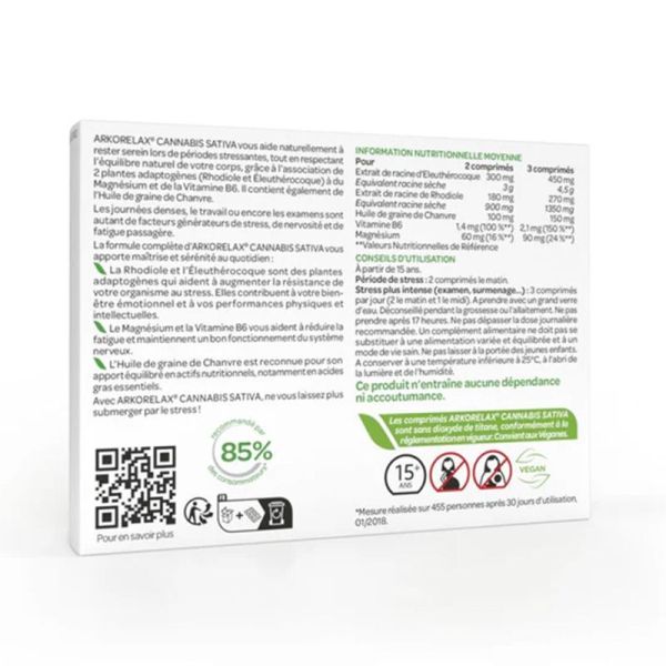Arkopharma Arkorelax Cannabis Sativa 30 comprimés