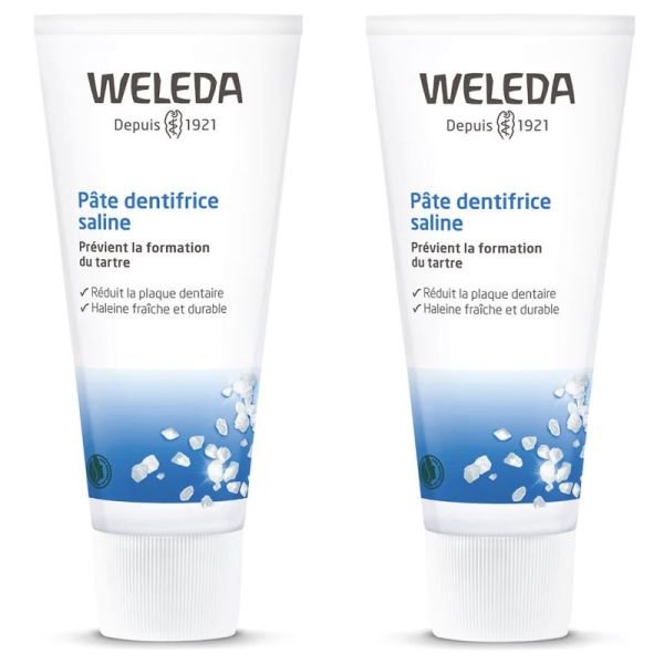 Weleda Pâte Dentifrice Saline Lot de 2 x 75ml – Protection anti-tartre et gencives fortes