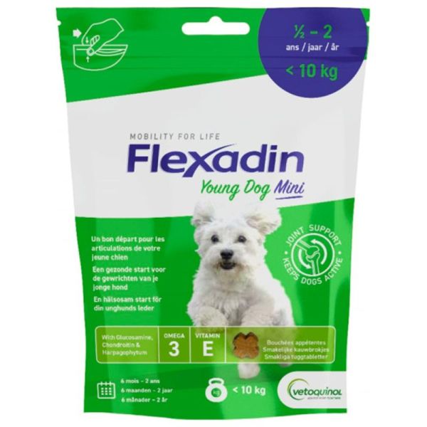 Vetoquinol Flexadin Young Dog Mini - 30 bouchées - Soutien articulaire pour chiots jusqu'à 10kg