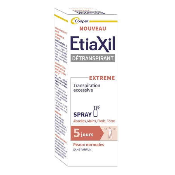 Etiaxil Spray Déodorant Détranspirant Aisselles Mains Pieds Torse - 30ml - Anti-transpirant extrême