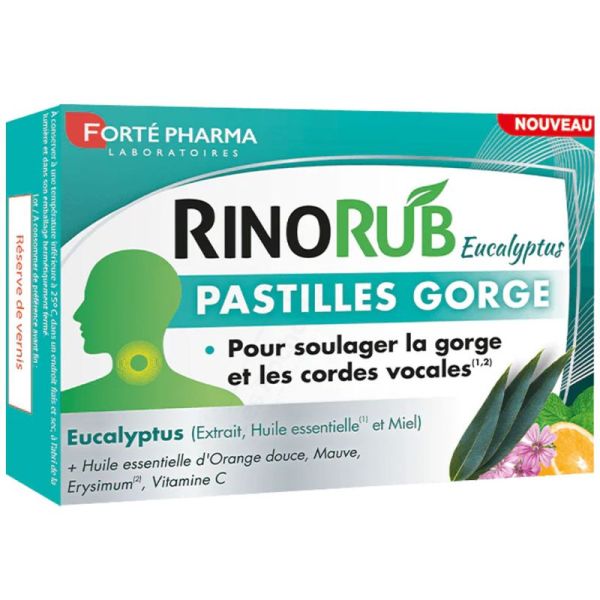 Forté Pharma RinoRub Pastilles Gorge - Soulage la Gorge Sensible - 20 pastilles