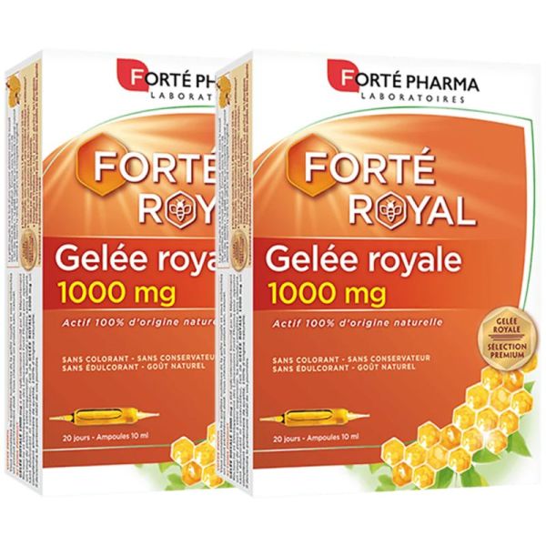 Forté Royal Gelée Royale 1000mg - 2x20 ampoules - Énergie, vitalité et soutien naturel de l’organisme
