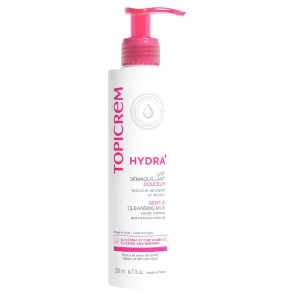 Topicrem HYDRA+ Lait Démaquillant Douceur 200ml – Nettoyage et nutrition des peaux sensibles