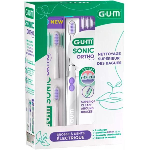 Gum Coffret Sonic Ortho - 1 unité - Nettoyage sonique doux et précis pour appareils orthodontiques