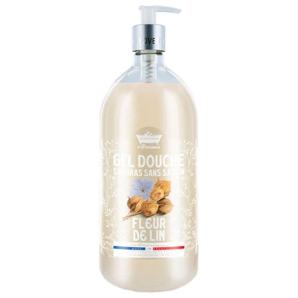 Les Petits Bains de Provence Gel Douche - Fleur de Lin - Doux, Surgras et Sans Savon  -1 L