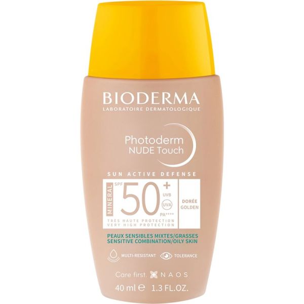 Bioderma Photoderm Nude Touch Mineral SPF50+ Teinte Dorée 40ml – Très haute protection matifiante