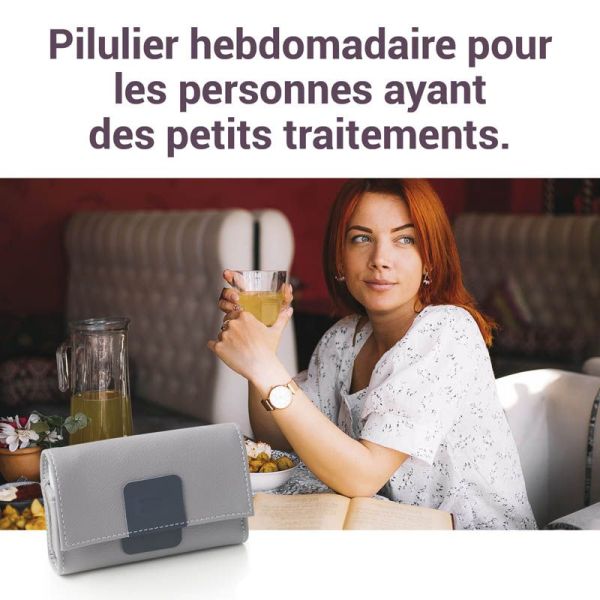 Cooper Pilbox Mini Pilulier Hebdomadaire Gris Clair - 1 pièce - Organisation hebdomadaire compacte