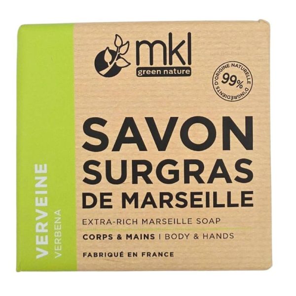 MKL Green Nature Savon Surgras de Marseille Verveine Bio 100g - Adoucit la peau et nettoie en douceur le corps et les mains