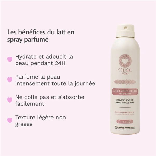Musc Intime Lait en Spray Parfumé Musc Blanc 200ml – Hydratation 24h