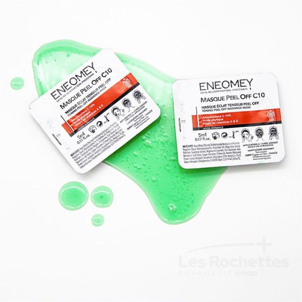 Eneomey Masque Peel Off C10 Eclat Tenseur 6x5ml - Ascarbosylane C10, Acide Phytique, Vit A et Vit E