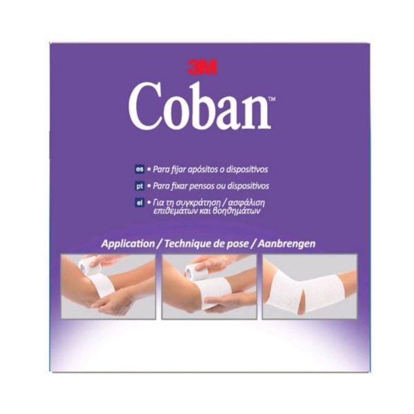 3M Coban Bande de Contention Cohésive Elastique 5cm x 4,5m - Maintien sans adhésif pour peaux fragiles