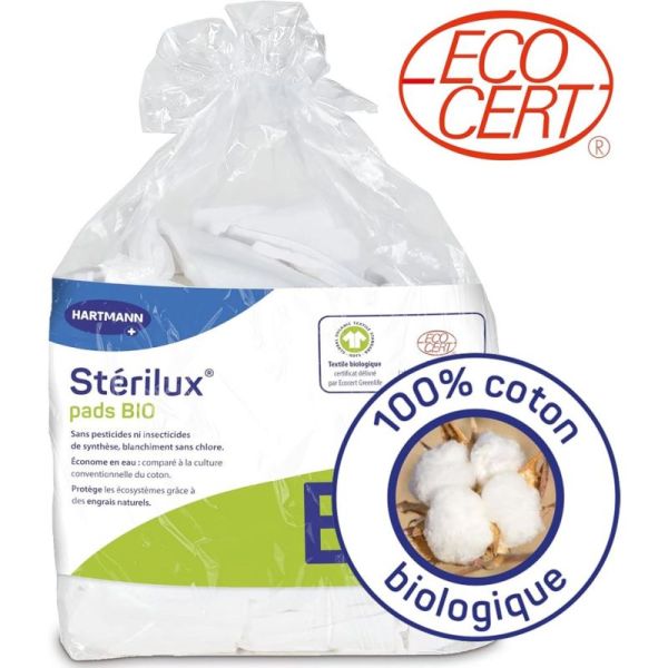 Hartmann Sterilux Rectangles de coton Bio - 8x10cm - 160 cotons