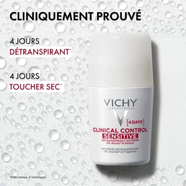 Vichy Déodorant Clinical Control Sensitive 50 ml - Détranspirant peaux sensibles