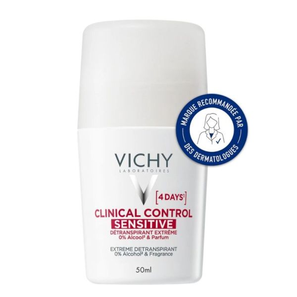 Vichy Déodorant Clinical Control Sensitive 50 ml - Détranspirant peaux sensibles