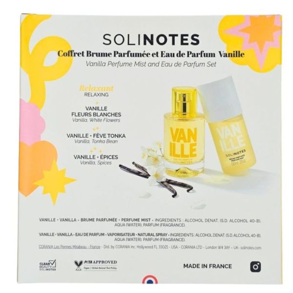Solinotes Coffret Brume Parfumée et Eau de Parfum Vanille - Parfum doux et relaxant
