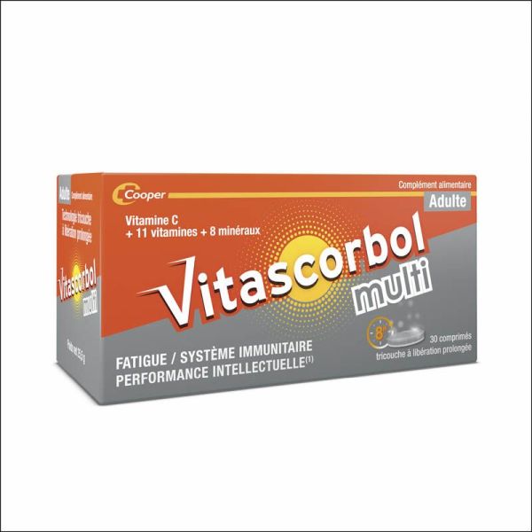 Vitascorbol Multi Adulte - 30 comprimés - Énergie et Immunité au Quotidien
