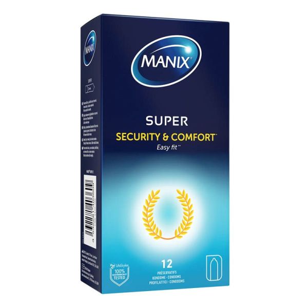 Manix Super - Lisses, Droits et Lubrifiés - 12 Préservatifs