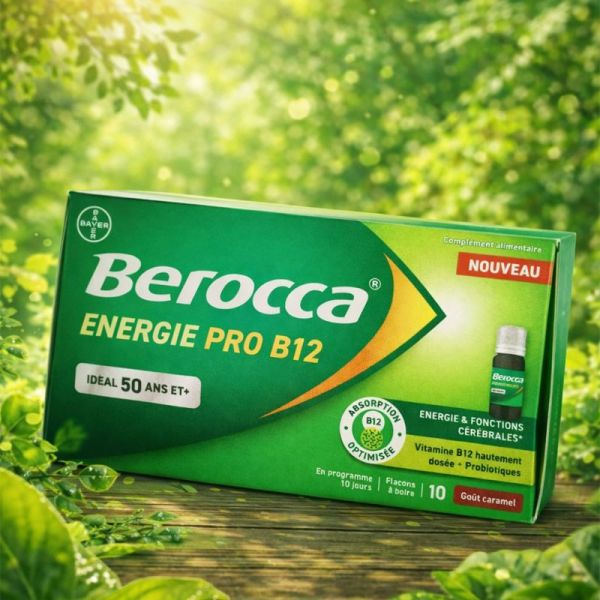 Berocca Énergie Pro B12 50 ans et + - 10 flacons de 10 ml - Réduit la fatigue et booste l’énergie