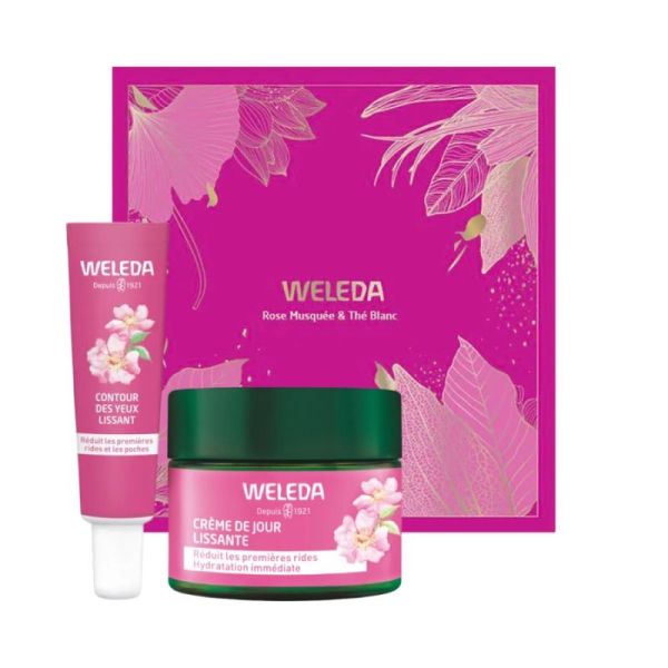 Weleda Coffret - Rose Musquée & Thé Blanc - Crème de Jour Lissante Bio 50ml + Contour des Yeux Lissant Bio 30ml